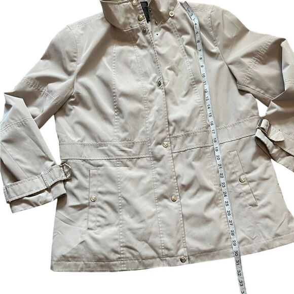 Tan Zip Up Lightweight Long Fit Trench Rain Coat XL - Picture 6 of 9